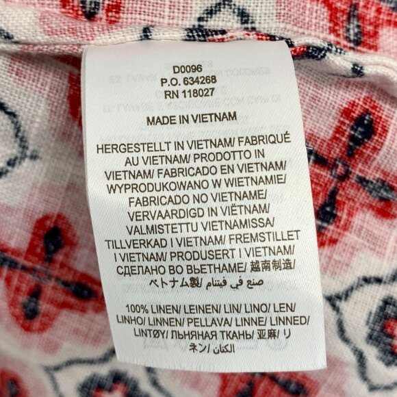 Boden Mini Dress Womens 10 White Blue Red Geometric Patterned 100% Linen Pockets - Picture 7 of 8
